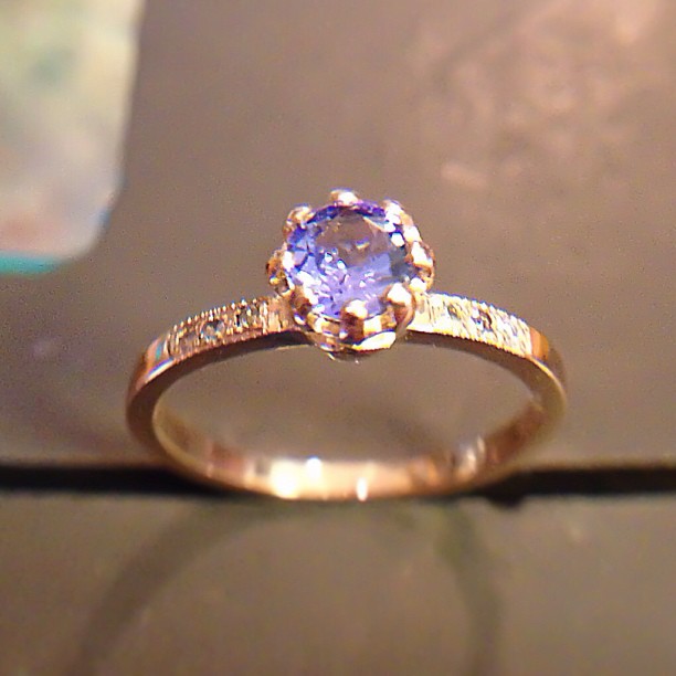 tanzanite diamond rose gold engagement ring Rui & Aguri Fine Jewelry