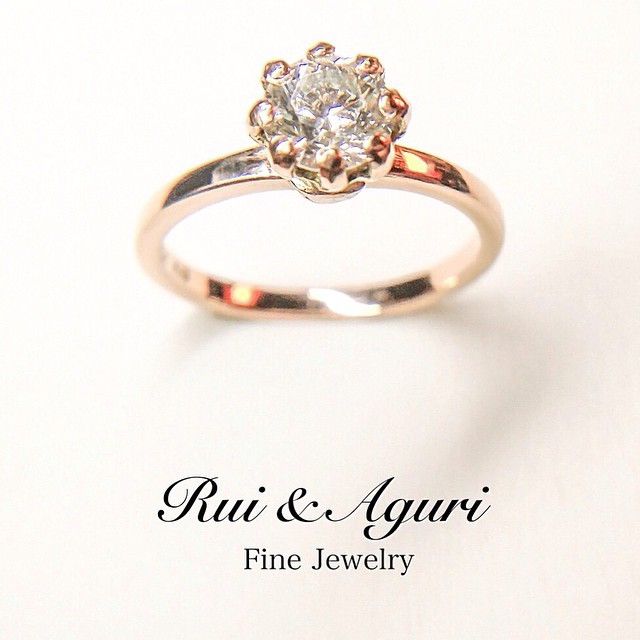 Diamond rose gold engagement ring Rui & Aguri Fine Jewelry