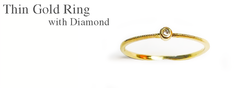 Thin Yellow Gold Ring with Diamond Rui & Aguri Fine Jewelry