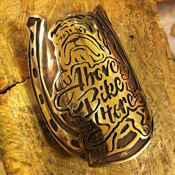 Bulldog motif bicycle head badge emblem by Rui & Aguri Fine Jewelry